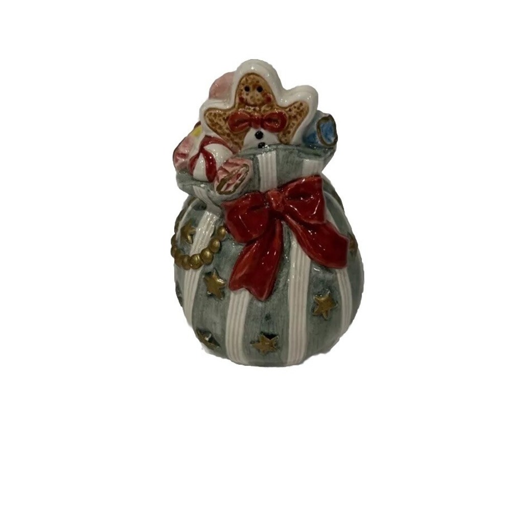 Vtg Replacement 1996 Fitz & Floyd Santa Bag Sugar Plum Christmas Salt & Pepper